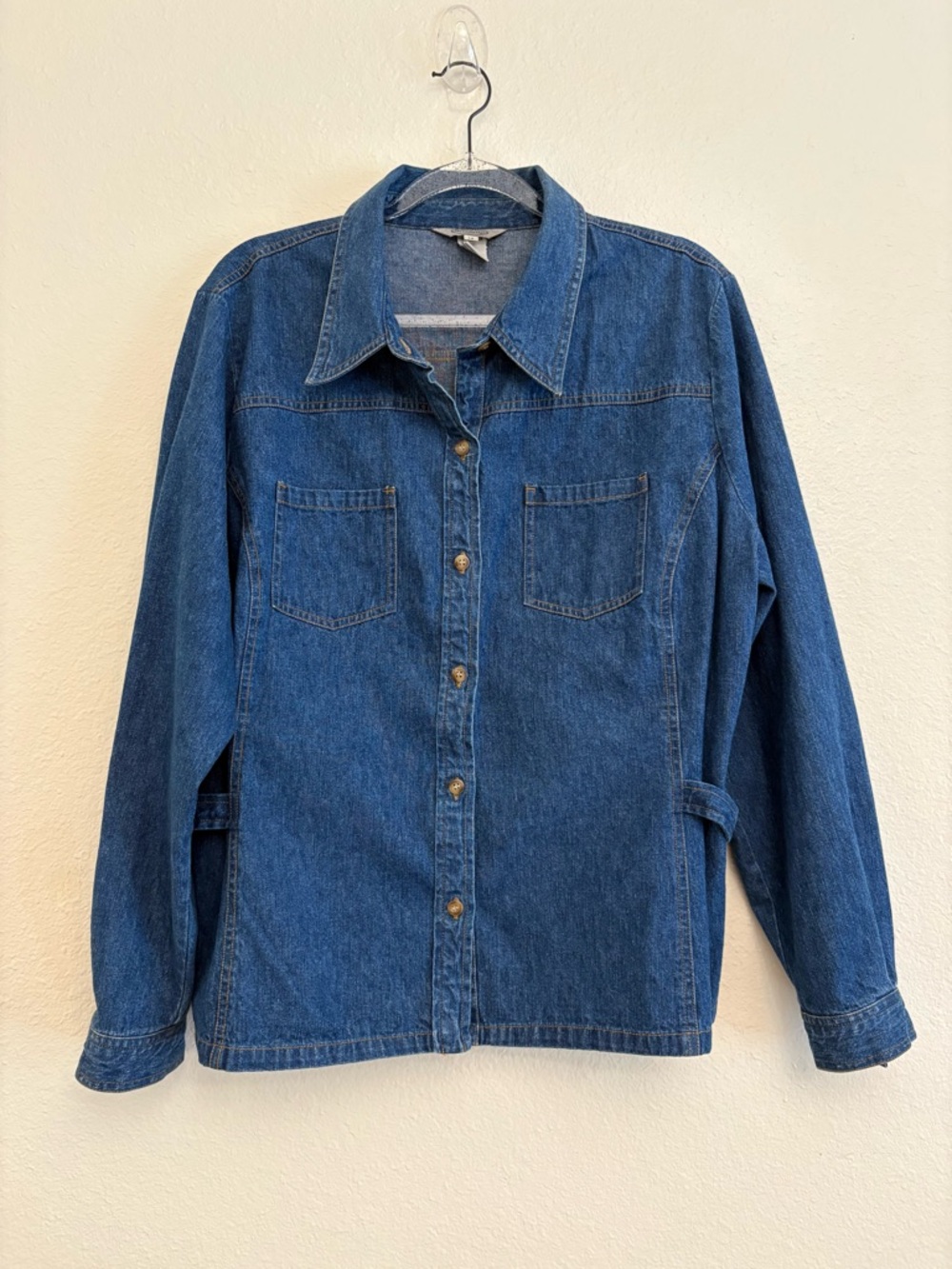Vintage Denim Button Up Shirt Womens 1X Plus Stonebridge Jean Top Long Sleeve